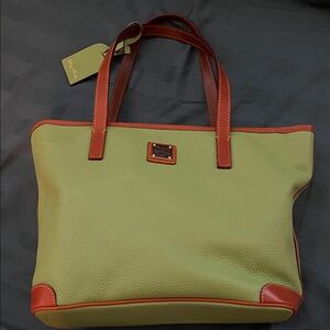 Dooney & Bourne Chartreuse and Chestnut Leather Tote - Never Used, tiny mark